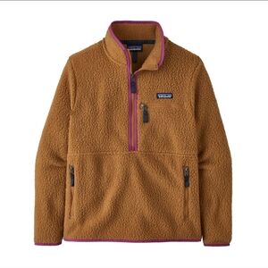 Patagonia Retro Pile Fleece Jacket – XL Camel With Purple Trim Women